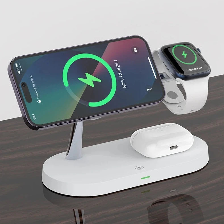 3-in-1 Wireless Charger Stand: For iPhone 12 and up, Apple Watch 6 and up, and AirPods Pro